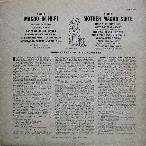 Dennis Farnon And His Orchestra / Jim Backus / Daws Butler : Magoo In Hi-Fi (Mother Magoo Suite) (LP)