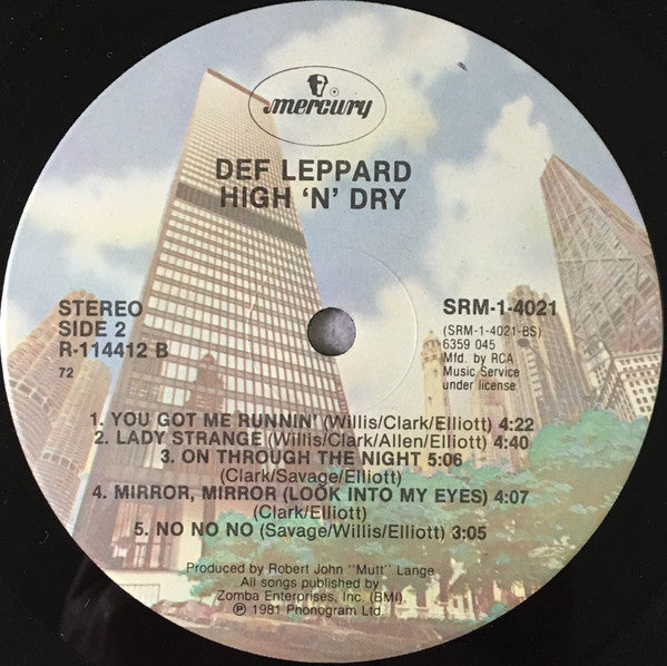 Def Leppard : High 'N' Dry (LP,Album,Club Edition)