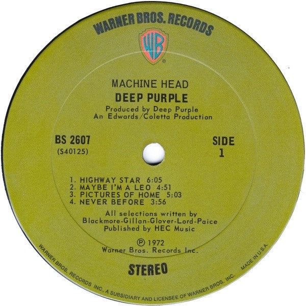 Deep Purple : Machine Head (LP,Album,Stereo)