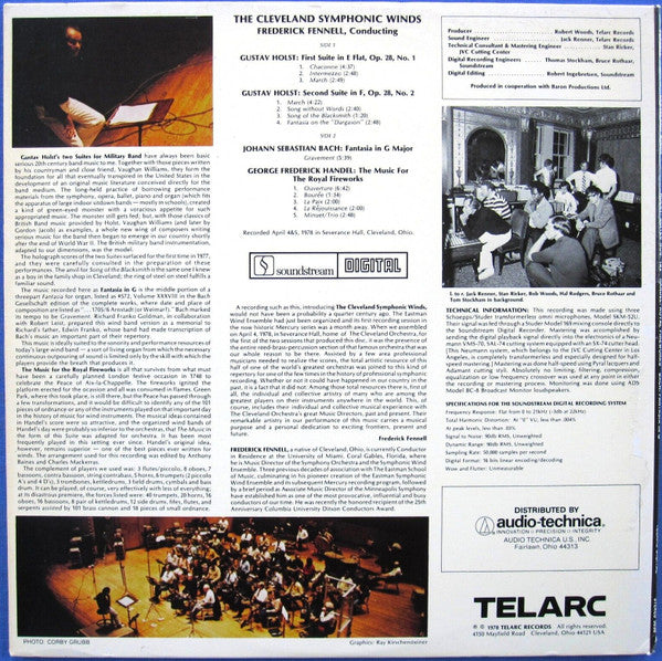 Frederick Fennell, Cleveland Symphonic Winds, The - Gustav Holst / Georg Friedrich Händel / Johann Sebastian Bach : Suite No. 1 In E-Flat • Suite No. 2 In F / Music For The Royal Fireworks / Fantasia In G (LP,Stereo)