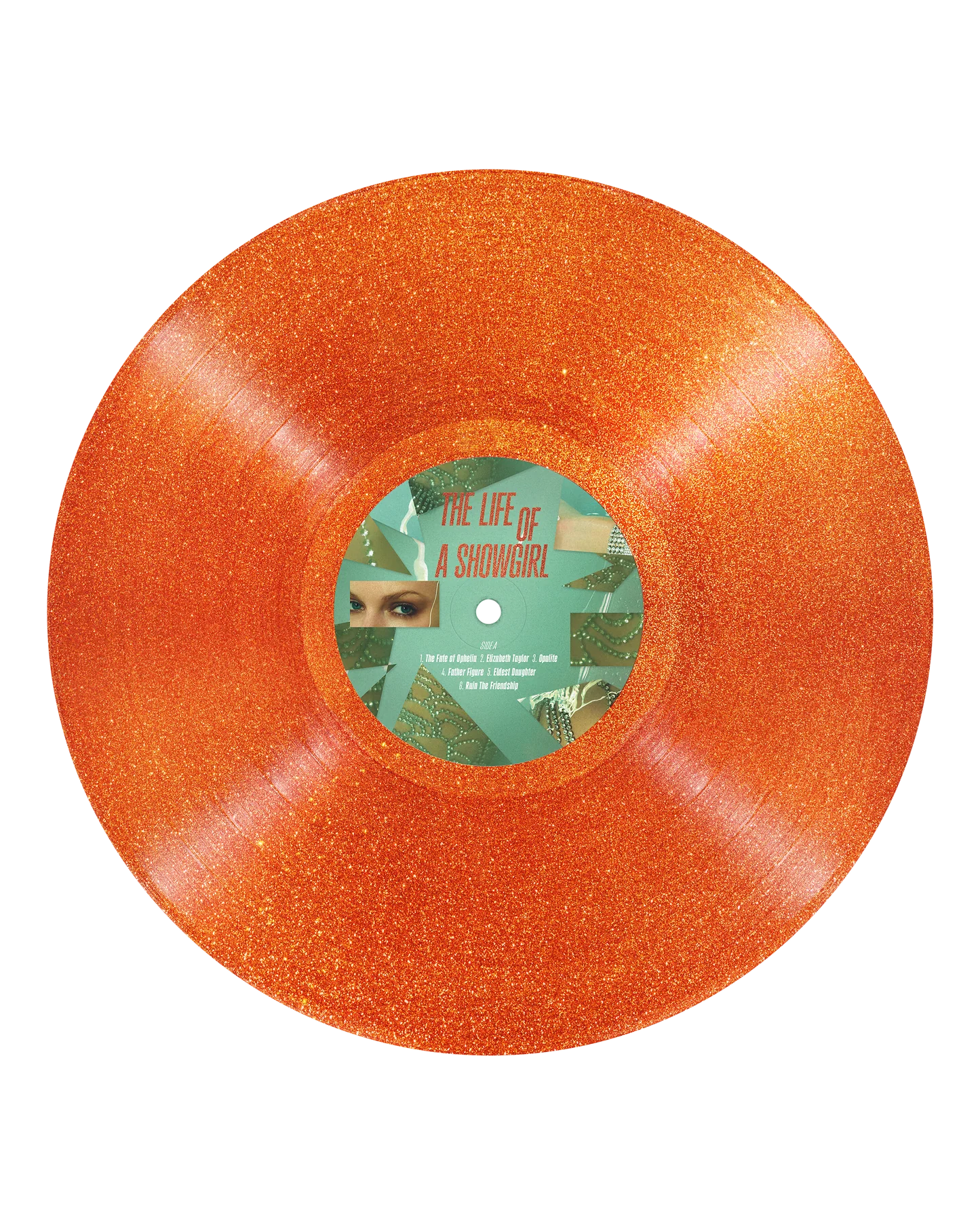 TAYLOR SWIFT THE LIFE OF A SHOWGIRL: SWEAT AND VANILLA PERFUME PORTOFINO ORANGE GLITTER VINYL