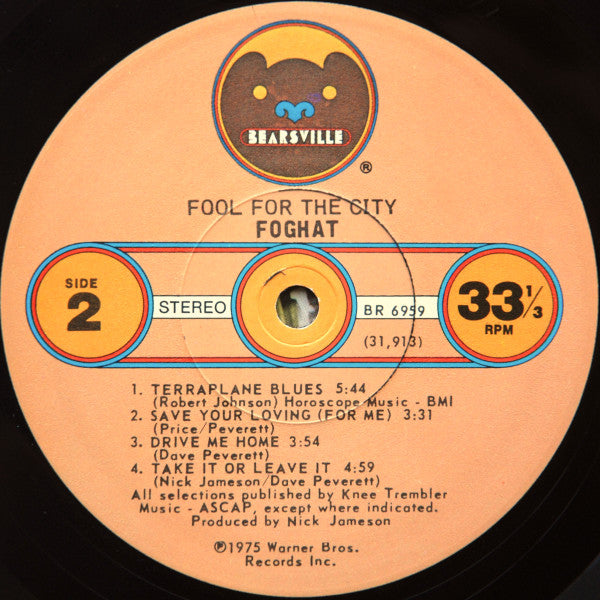 Foghat : Fool For The City (LP,Album,Stereo)