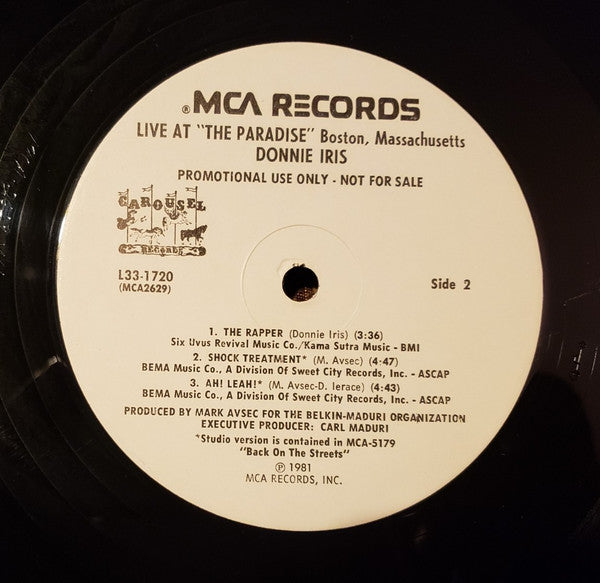 Donnie Iris : Live (12",33 ⅓ RPM,EP,Promo)