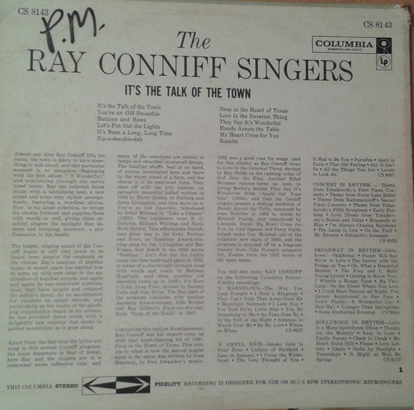 Ray Conniff And The Singers : It's The Talk Of The Town (LP,Album,Stereo)
