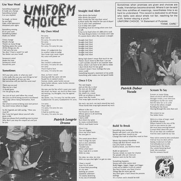 Uniform Choice : Screaming For Change (LP,Album,Repress)