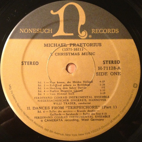 Michael Praetorius / Johann Hermann Schein - Ferdinand Conrad Instrumental Ensemble / Niedersächsischer Singkreis / Willi Träder : Christmas Music / Dances From "Terpsichore" / Two Suites From "Banchetto Musicale" (LP,Album,Reissue,Stereo)