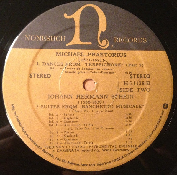 Michael Praetorius / Johann Hermann Schein - Ferdinand Conrad Instrumental Ensemble / Niedersächsischer Singkreis / Willi Träder : Christmas Music / Dances From "Terpsichore" / Two Suites From "Banchetto Musicale" (LP,Album,Reissue,Stereo)