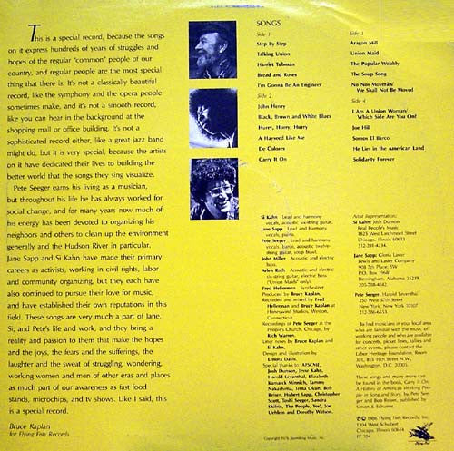 Pete Seeger, Jane Sapp, Si Kahn : Carry It On (Songs Of America's Working People) (LP,Album)