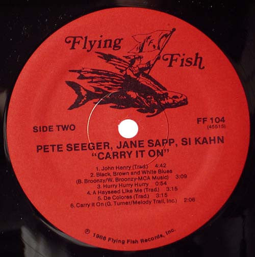 Pete Seeger, Jane Sapp, Si Kahn : Carry It On (Songs Of America's Working People) (LP,Album)