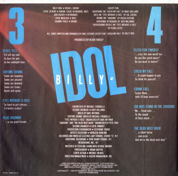 Billy Idol : Rebel Yell (LP,Album,Club Edition)