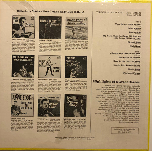 Duane Eddy : The Best Of Duane Eddy (LP,Compilation,Stereo)