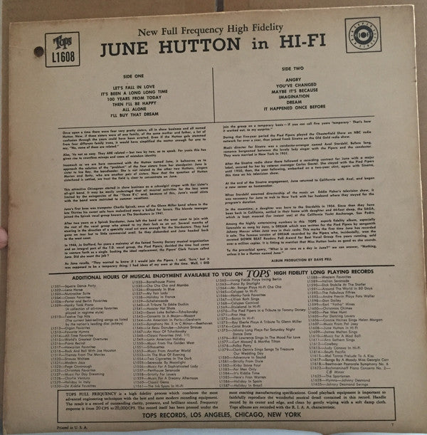 June Hutton : Let's Fall In Love (LP,Album,Mono)