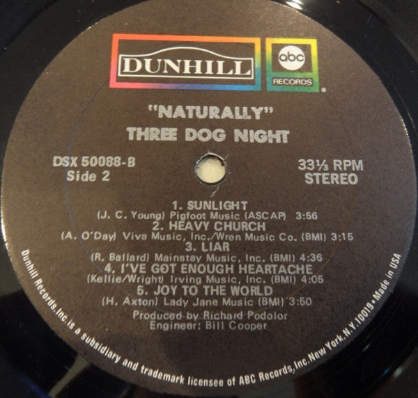 Three Dog Night : Naturally (LP,Album)