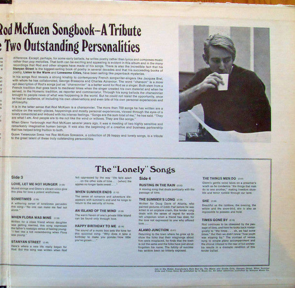 Glenn Yarbrough : Glenn Yarbrough Sings The Rod McKuen Songbook (LP,Compilation,Stereo)