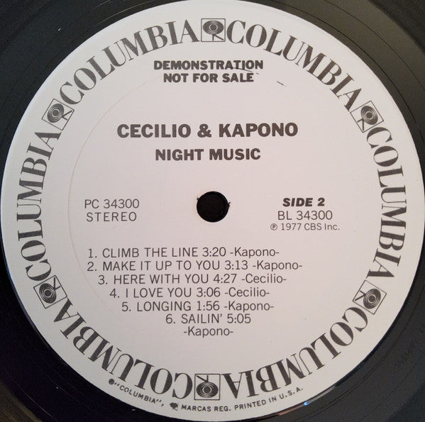 Cecilio & Kapono : Night Music (LP,Album,Promo)