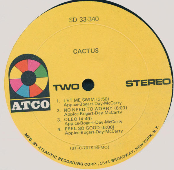 Cactus (3) : Cactus (LP,Album,Misprint)