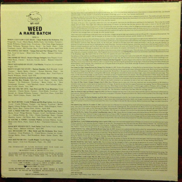 Various : Weed: A Rare Batch (Classic Jazz Vocals) (LP,Compilation)