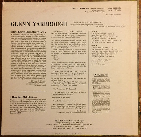 Glenn Yarbrough : Time To Move On (LP,Album,Stereo)
