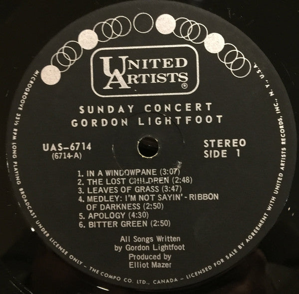 Gordon Lightfoot : Sunday Concert (LP,Album)
