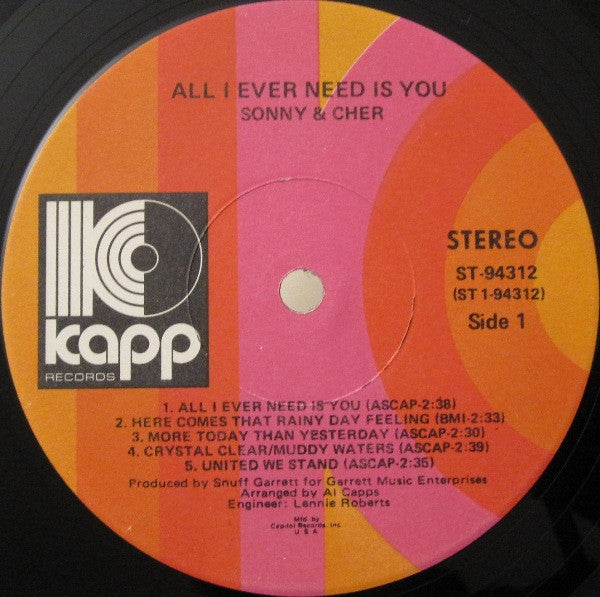 Sonny & Cher : All I Ever Need Is You (LP,Album,Club Edition)