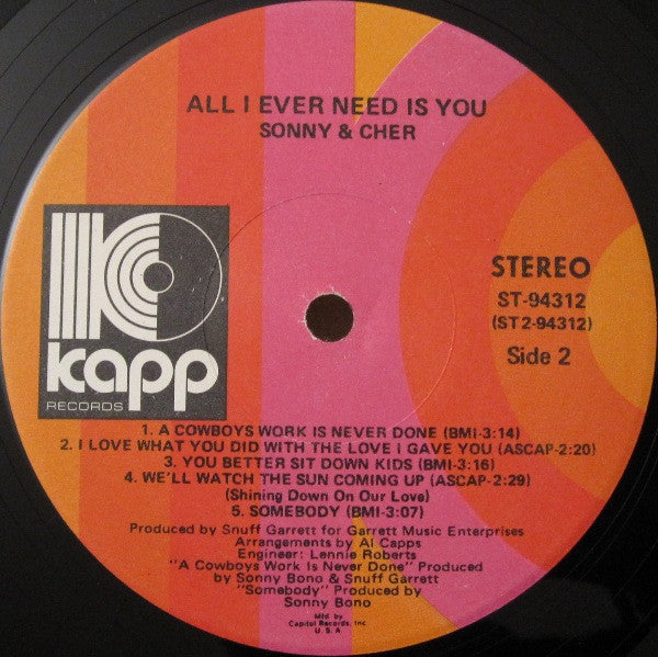 Sonny & Cher : All I Ever Need Is You (LP,Album,Club Edition)