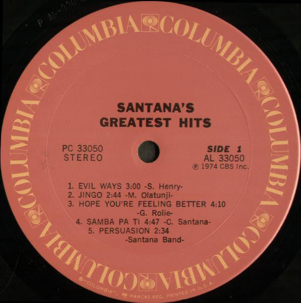 Santana : Santana's Greatest Hits (LP,Compilation,Stereo)