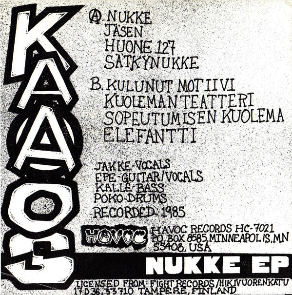 Kaaos : Nukke-EP (7",33 ⅓ RPM,EP,Reissue)