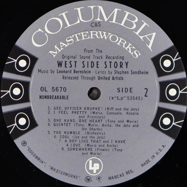 Leonard Bernstein : West Side Story (The Original Sound Track Recording) (LP,Album,Mono)