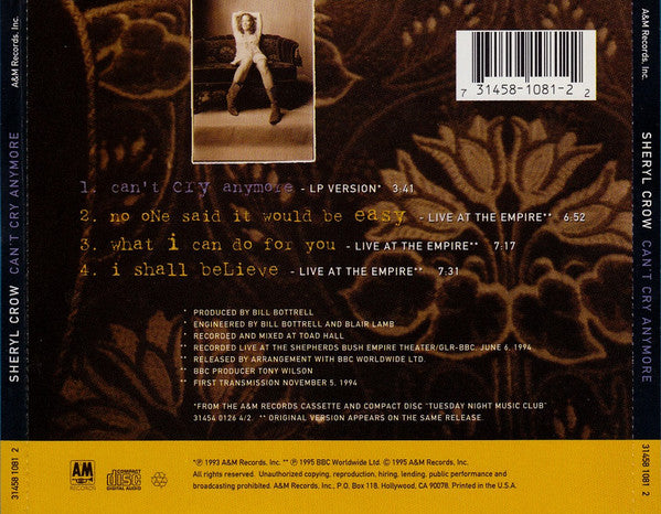 Sheryl Crow : Can't Cry Anymore (Single)