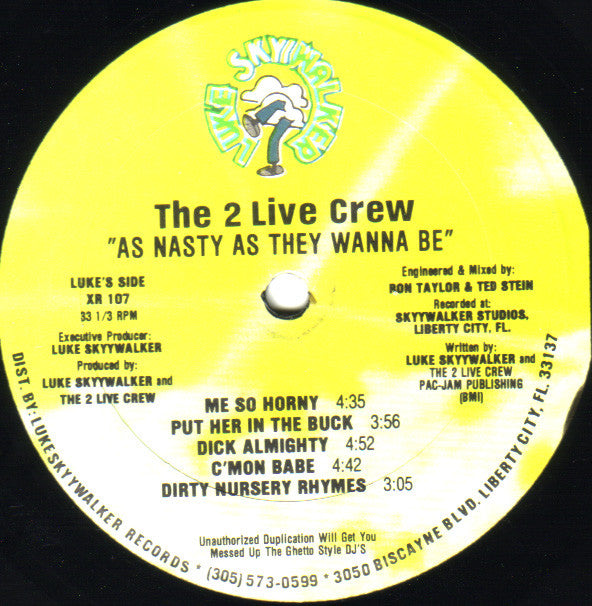 2 Live Crew, The : As Nasty As They Wanna Be (LP,Album)