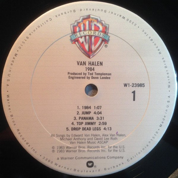 Van Halen : 1984 (LP,Album,Club Edition)
