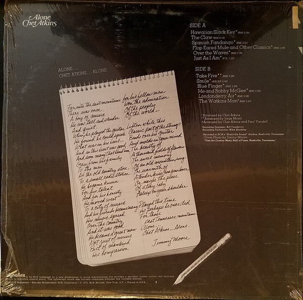 Chet Atkins : Alone (LP,Stereo)