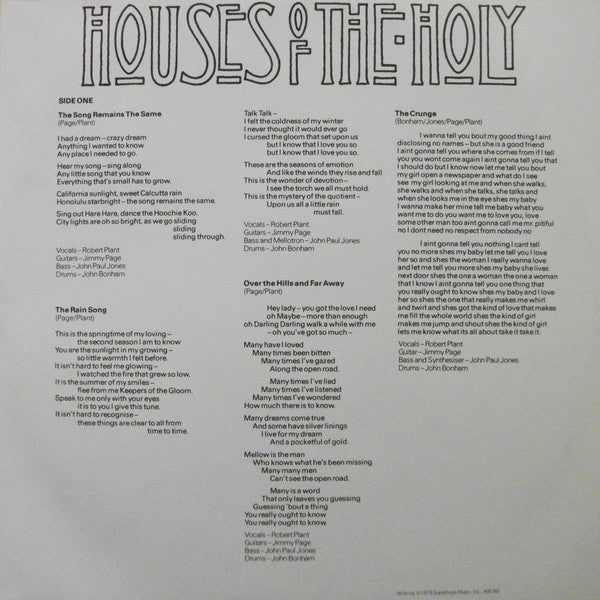 Led Zeppelin : Houses Of The Holy (LP,Album,Stereo)