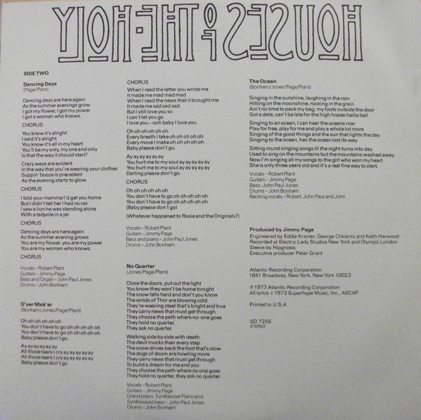 Led Zeppelin : Houses Of The Holy (LP,Album,Stereo)