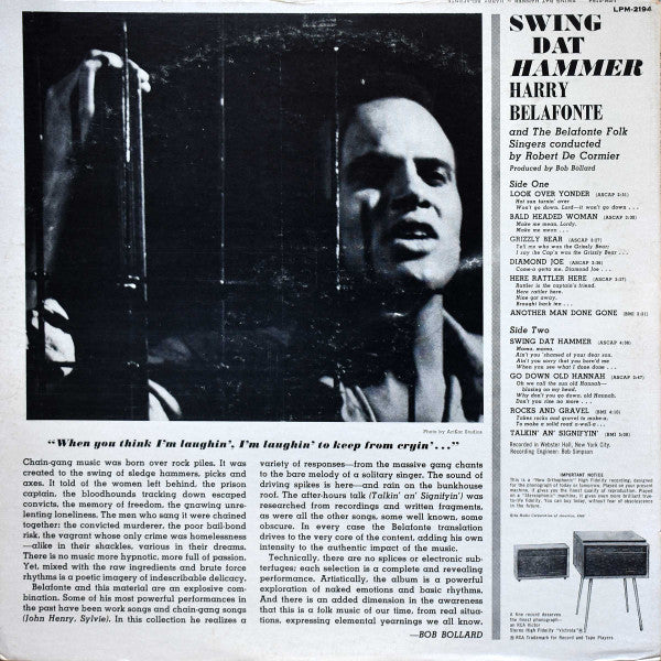 Harry Belafonte And Belafonte Folk Singers, The Conducted By Robert DeCormier : Swing Dat Hammer (LP,Album,Mono)