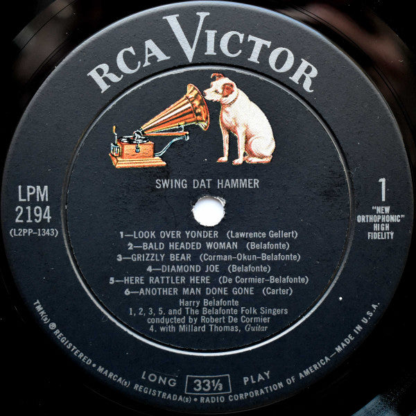 Harry Belafonte And Belafonte Folk Singers, The Conducted By Robert DeCormier : Swing Dat Hammer (LP,Album,Mono)