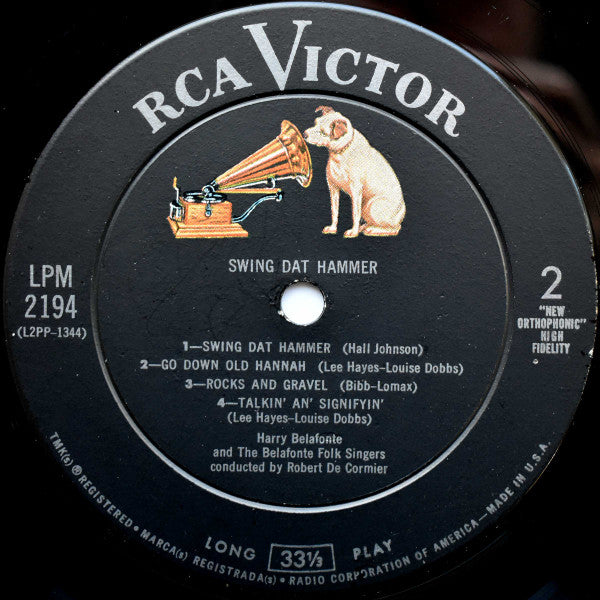 Harry Belafonte And Belafonte Folk Singers, The Conducted By Robert DeCormier : Swing Dat Hammer (LP,Album,Mono)