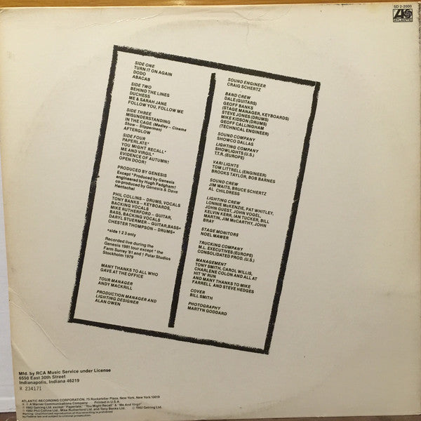 Genesis : Three Sides Live (LP,Album,Club Edition)