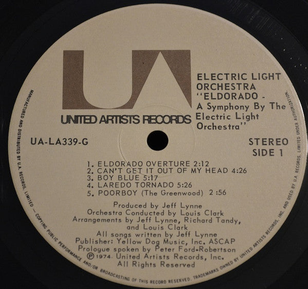Electric Light Orchestra : Eldorado - A Symphony By The Electric Light Orchestra (LP,Album,Stereo)