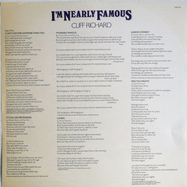 Cliff Richard : I'm Nearly Famous (LP,Album)