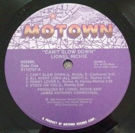 Lionel Richie : Can't Slow Down (LP,Album,Club Edition)