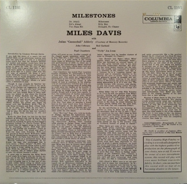 Miles Davis : Milestones (LP,Album,Record Store Day,Limited Edition,Numbered,Reissue,Mono)