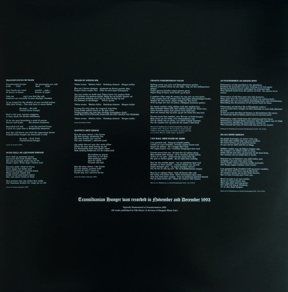 Darkthrone : Transilvanian Hunger (LP,Album,Reissue,Remastered)
