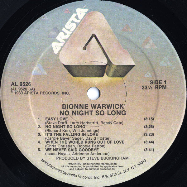 Dionne Warwick : No Night So Long (LP,Album)