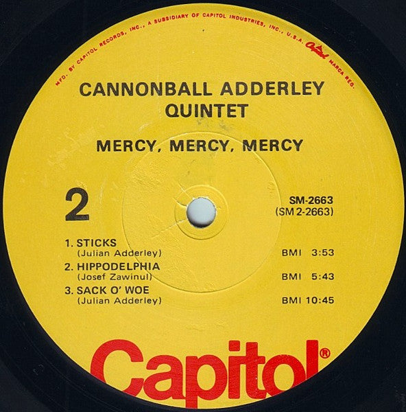 Cannonball Adderley Quintet, The : Mercy, Mercy, Mercy! Live At "The Club" (LP,Album,Reissue)