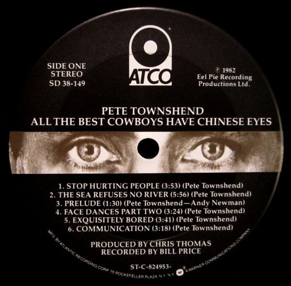 Pete Townshend : All The Best Cowboys Have Chinese Eyes (LP,Album,Club Edition)