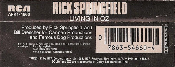 Rick Springfield : Living In Oz (Album)