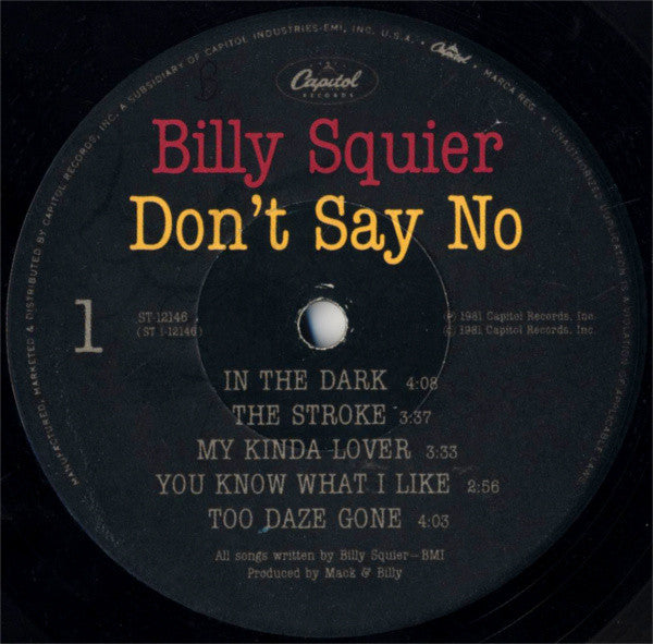 Billy Squier : Don't Say No (LP,Album)