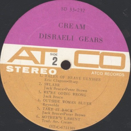 Cream (2) : Disraeli Gears (LP,Album,Stereo)