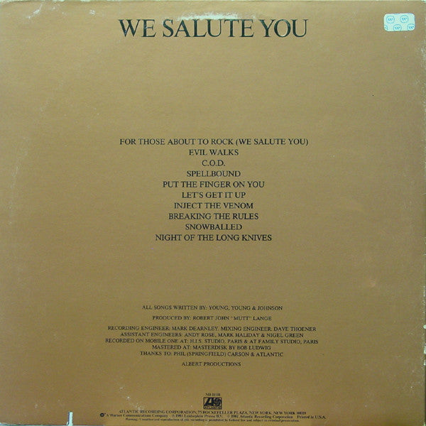 AC/DC : For Those About To Rock (We Salute You) (LP,Album)